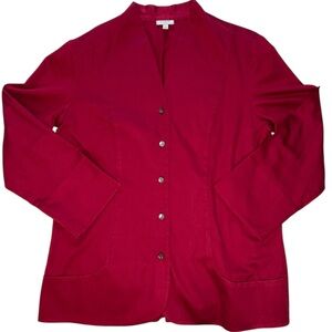 Talbot’s Red Button Down Blouse with Silver Buttons